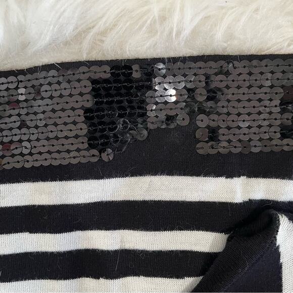 NEW INC Stripe Colorblock Iridescent Sequins Two Tone Bateau Knit Midi Dress NWT - Picture 11 of 16